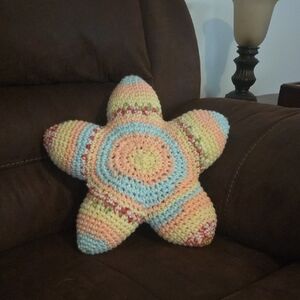 Multicolor Crochet Star Pillow